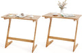 Giantex Bamboo TV Tray Table Set of 2, Z Shaped Sofa Side Table for Eating Snacks Coffee Laptop, Modern TV Dinner for Small Spaces Living Room Bedroom, Natural