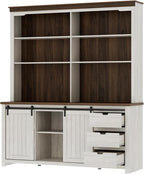 Bobve 78 * 67" Large Farmhouse Pantry Cabinet with Countertop, Buffet Cabinet,Tall Kitchen Hutch with Partitions and 6 Drawers,Suitable for Kitchen,Dining Rooms,Easy to Assemble