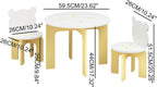 3-Piece Table & Chair Set, Cute Bear-Back Chairs | Ages 3-8 Boys & Girls | Solid Wood Legs | Safe Rounded Corners | Playroom,Daycare, Classroom,Home Activity