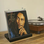 KAZAKA Tabletop Vinyl Record Holder - Display Now Playing, Holds Any Size Record - Doubles, Triple Gatefolds, Box-Sets (Black)