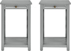 Alaterre Furniture Coventry 2-Pack Wood End Tables – Compact Side Tables with Pull-Out Tray, Bottom Shelf, and Open Square Side Panels – Easy Assembly Storage Tables for Living Room or Bedroom (Gray)