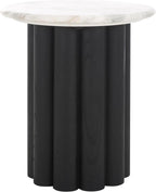 SAFAVIEH Couture Collection - Roxiella Black Solid Wood & Round Marble Top Accent Table, Pedestal Design, Sculptural Modern Side Table (SFV9732B)