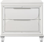 Pearl White 2-Drawer Nightstand with Acrylic Crystal Legs,for Small Spaces