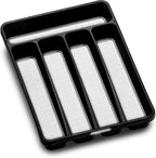 madesmart Classic Mini Silverware Tray, Soft Grip, Non-Slip Kitchen Drawer Organizer, 5 Compartments, Multi-Purpose Home Organization, BPA Free, Granite