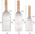 Professional Griddle Spatula Set – 4-Piece Flat Top Grill Tool Kit for BBQ, Hibachi & Outdoor Cooking – Heavy Duty Stainless Steel Griddle Spatula, Flipper, Turner, Chopper/Scraper with Wooden Handles