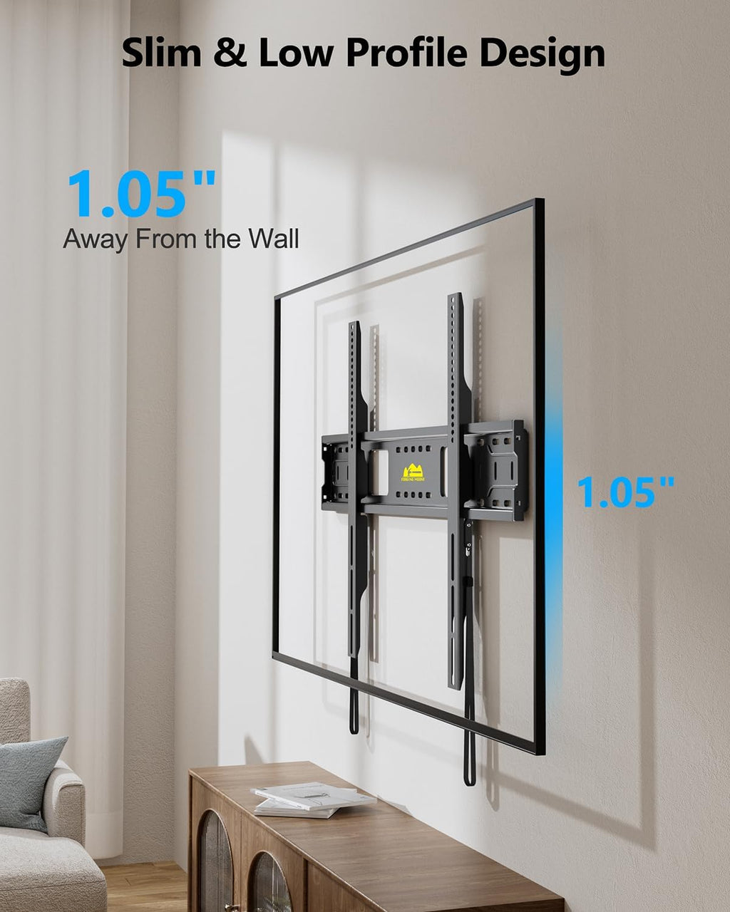 FORGING MOUNT Heavy Duty Fixed TV Wall Mount Holds up to 275Lbs for 50-120 inch TVs 3-Stud Low Profile TV Mount Ultra Slim Universal Bracket Fits 16"/18"/24" Studs MAX VESA 900x600mm- Easy DIY Install