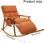 Rocking Chair, Adjustable Backrest Chair with Side Pockets, Side Armchairs for Balcony Porch Patio(Orange+Gold Legs)