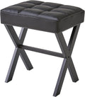 IBUYKE Square Makeup Stool with X-Leg, PU Vanity Chair, Black LG-71B | Footrest Ottoman Seat Multi-Use Small Side Table Bedroom Living Room
