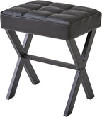 IBUYKE Square Makeup Stool with X-Leg, PU Vanity Chair, Black LG-71B | Footrest Ottoman Seat Multi-Use Small Side Table Bedroom Living Room