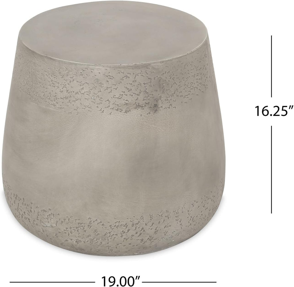 Modern Unique Design Side Table Indoor Outdoor Accent Table,Weatherproof Magnesium Oxide End Table for Living Room Bedroom Night Stand Bedside Table,No Need Assembly (Gray, 19''Lx19''Wx16.3''H)