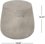 Modern Unique Design Side Table Indoor Outdoor Accent Table,Weatherproof Magnesium Oxide End Table for Living Room Bedroom Night Stand Bedside Table,No Need Assembly (Gray, 19''Lx19''Wx16.3''H)