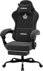 Ergonomic Gaming Chair Video Gamer Chairs Gaming Computer Chairs Gamer Chairs for Adults Massage Lumbar Support Swivel Height Adjustable Headrest Backrest Black