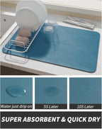 AMOAMI-Coffee Mat Hide Stain Rubber Backed Absorbent Dish Drying Mat for Kitchen Counter-Coffee Bar Accessories Fit Under Maker Machine Pot Espresso Machine Dish Rack