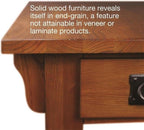 MAKLAINE Mission Oak Chairside Table, Solid Ash Wood with Medium Oak Finish, Slatted Elements, Storage Drawer and Shelf, 17" W x 25" D x 23" H, Living Room End Table