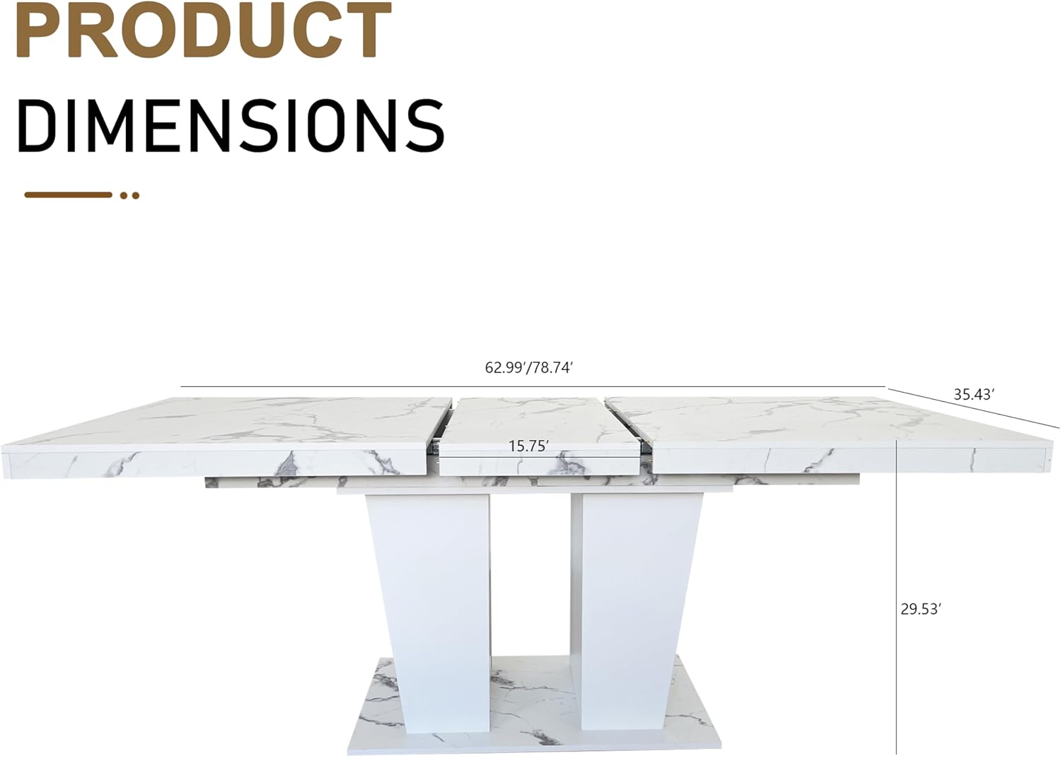 SSLine Rectangular Extendable Dining Table 63"-78.7" Large Conference Meeting Table for 4 6 8 People Modern Expandable Kitchen Tables for Home Office Computer Table