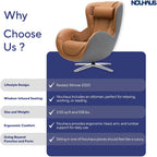 NOUHAUS Heated Classic Massage Chair Full Body and Spot Massaging Recliner with Ottoman, Bluetooth Speaker, in-Chair Charger. Portable Shiatsu Body Massager Chair (Caramel, Leather)