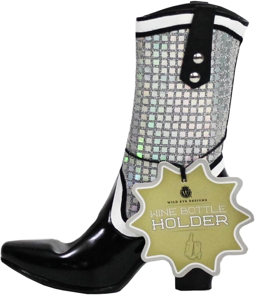 Fashion Forward Dazzling Disco Glitter Cowboy Boot Wine Bottle Holder - The Ideal Gift for Any Occasion!