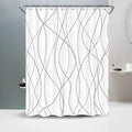 Punkray Grey and White Striped Polyester Shower Curtain for Bathroom with Hooks, Weighted Hem Water Repellent Washable, 60 x 72