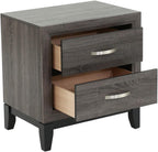 Two-Tone Nightstand with 2 Drawers, Foil Grey and Black,for Small Spaces