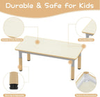 Kids Table and 6 Chairs Set, Height Adjustable Toddler Table and Chairs Set | Graffiti Desktop, Non-Slip Legs, Children Activity Table for for Ages 2-10 Daycare Classroom Home Preschool, Natural