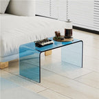 Acrylic Clear Side Table, C-Shape Bedside Table, Modern End Table, Sofa End Table, Small Snack C Tables for Living Room, Bedroom, Balcony, Patio, Office(Orange,65cm/25.6in)