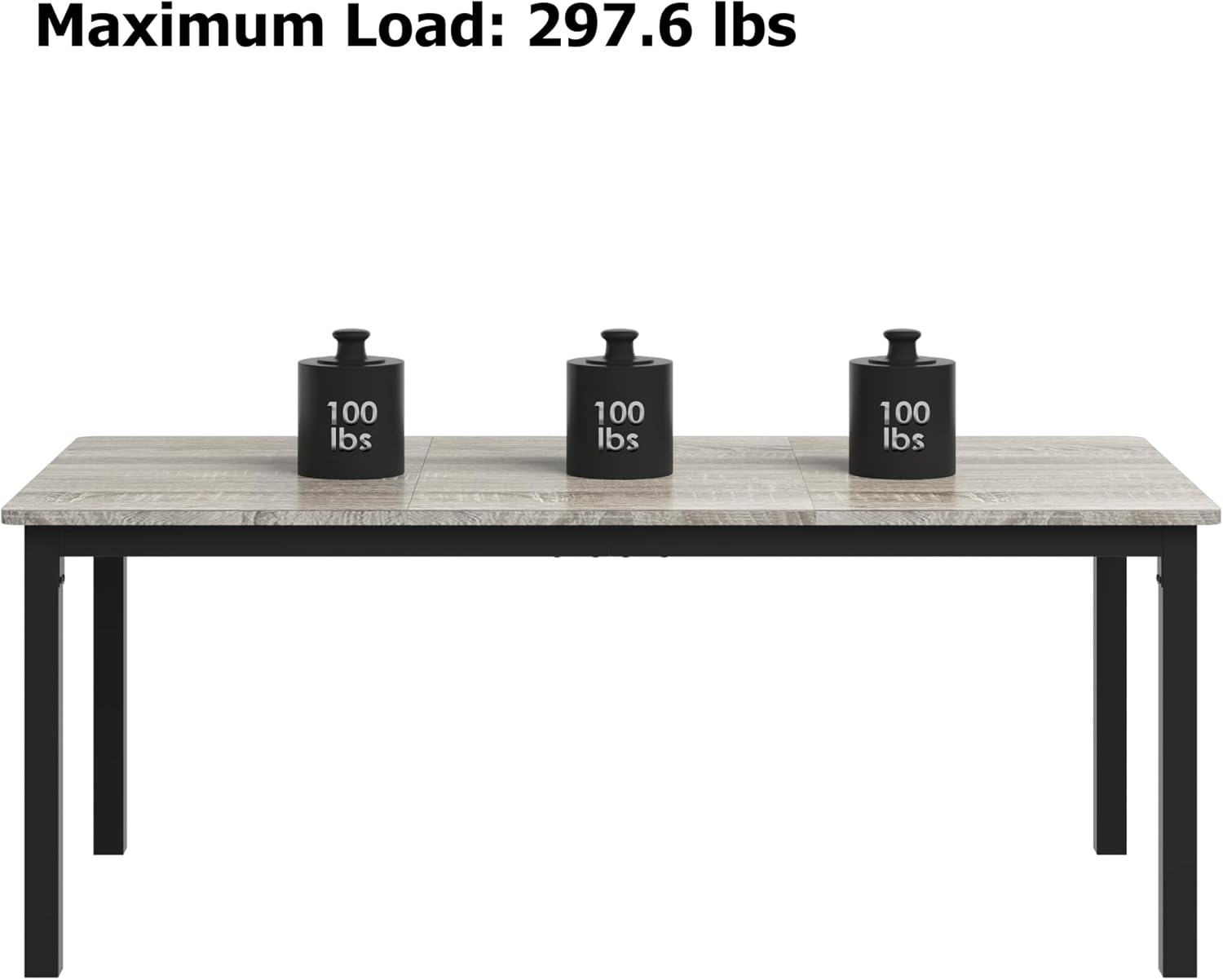 71 Inch Industrial Dining Table, Large Rectangle Kitchen Table with Metal Legs, Round Corners, Wooden Conference Tables Writing Desk for Dining Room, Living Room, Rustic Grey