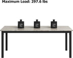 71" Large Industrial Dining Table, Rectangular Wooden Table with Sturdy Metal Legs & Rounded Edges, Kitchen, Living Room or Writing Desk,1.8m(Grey & Black Leg)