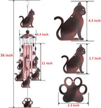 Cats Wind Chimes Outdoor/Indoor Decor - 36 Inch Metal Musical Wind Bells, Mobile Romantic Kitten Wind Catcher, Outdoor Cats Wind Chimes Gifts for Mom, Home, Balcony, Trees, Festival Garden Decoration