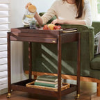 Minimalist Side Table Retro Country Style Small Trolley Movable Sofa Side Table Beverage Cart Dining Room Handcart
