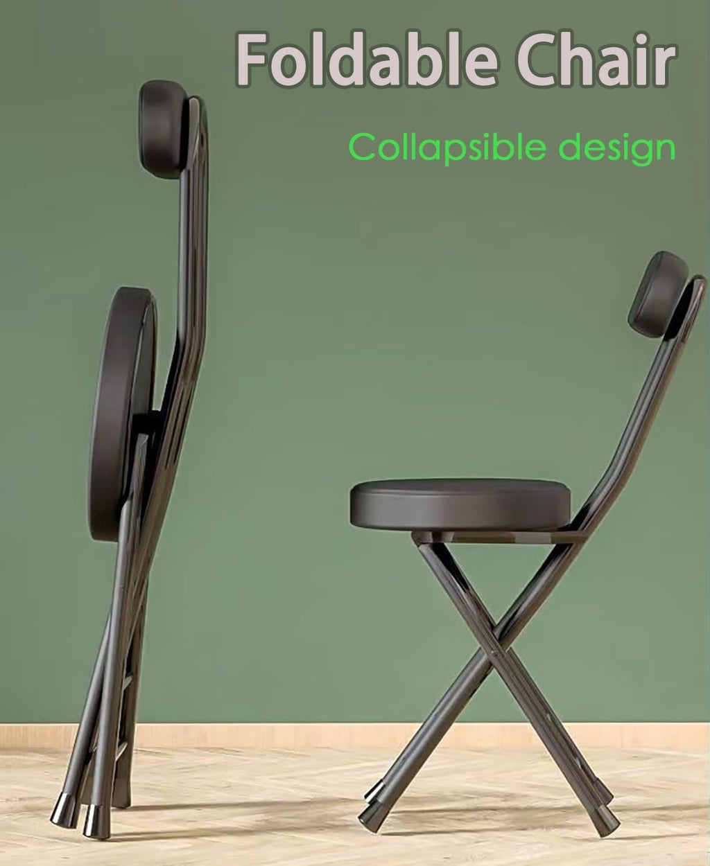 18inch Counter Height Folding Stools for Adults, Cushioned Padded Folding Bar Stool with Footrest & Backrest, Foldable Counter Stool Load Capacity 150kg/330lb, For Kitchen Garden Office ( Color : Brow