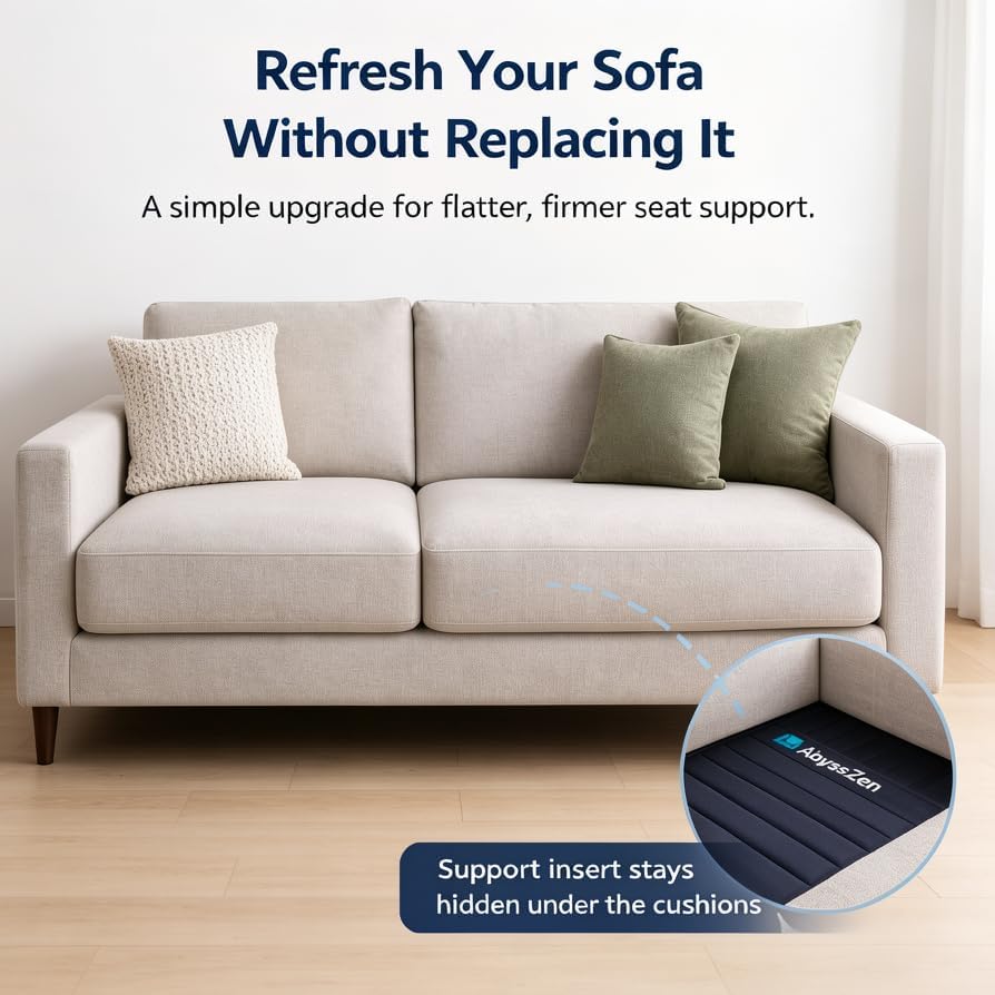Iron Couch Cushion Support Board-21.5x70" Ultra-Thin Heavy-Duty Steel | Stronger to Fix Sagging Couch Support, Invisible&Lasting Than Wooden Sofa Supports，Adjustable Foldable for 2–3 Seater Couches