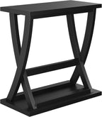 ChooChoo Black End Table, Narrow Side Table with Storage Shelf, Modern X-Design Slim Bedside Tables for Living Room, Bedroom, Small Spaces