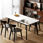 Dining Chairs, Kitchen Chairs, 100% Oak Solid Wood Modern Chair with Curved Backrest Kitchen & Dining Room Chairs Modern Chair for Living Room (Black, 4 Pack)