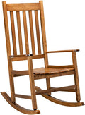 Rocking Chair Wooden Frame Chair Indoor and Outdoor,Outdoor Rocking Chair, Patio Wooden Rocking Chair with Smooth Armrests, High Back for Garden, Balcony, Porch, Supports Up to 352 lbs., Natural