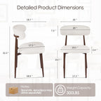 Furniliving Mid Century Modern Dining Chairs Set of 4, 300 lbs Capacity Upholstered Linen Kitchen Chairs with Walnut Grain Metal Legs and Ergonomic Curved Back, Beige