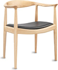 Tomile Kennedy Armchair, Mid Century Modern Dining Chairs (Natural) | Solid Ash Wood Frame, PU Leather Seat, 300 LBS Support, Ergonomic Backrest, Fully Assembled, Great for Kitchen & Home Office