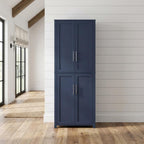 Furnifact Blue Tall Kitchen Storage Pantry, Food Organization, Anti-Tip Mechanism, Floor Clearance, Durable Construction, Spacious Design