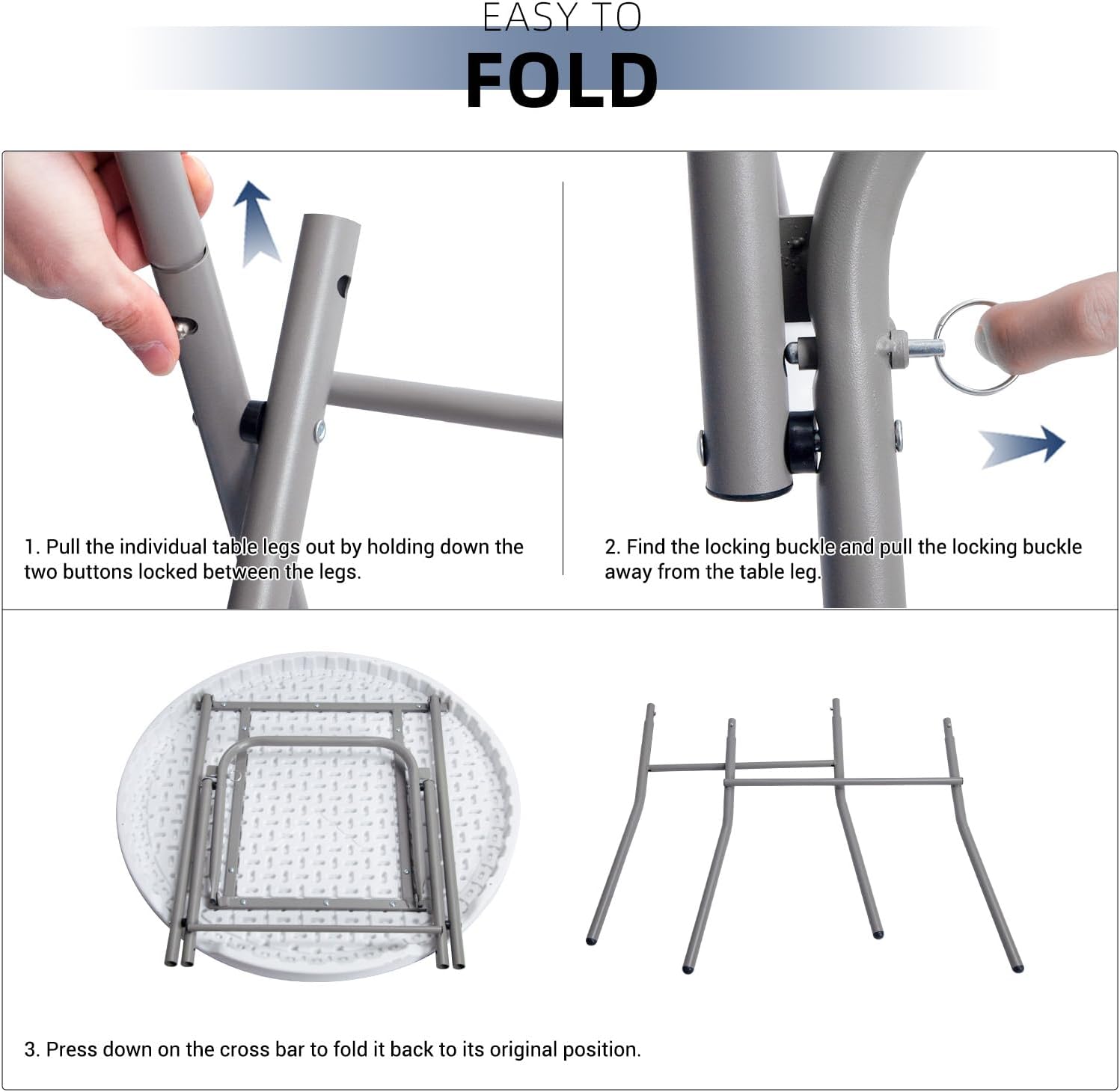Byliable 32in Cocktail Folding Table, Round High Top Bar Table, White | Portable Foldable Design with Removable Legs, Two Folding Methods, HDPE Tabletop, Indoor Outdoor for Parties, Patio, Events