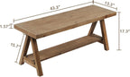 RowyPoey Solid Wood Bench, 43" Farmhouse Entryway Bench with Shoe Storage | Stable Triangular Leg, Rustic End of Bed Benches, Solid Hallway Seating, Dining Bench for Kitchen, Shoe Stool, Easy Assembly