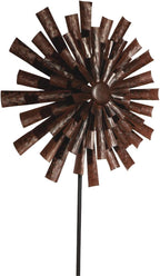 Alpine Corporation 81" Tall Outdoor Kinetic Flower Wind Spinner Stake Yard Decoration, Bronze