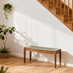 Solid Wood Acacia Indoor Bench with Natural Woven Seat, 45 Inch Wood Bench for Living Room or Entryway, Bedroom End of Bed Bench or Dining Benches, Window Bench
