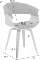 Armen Living Summer Mid-Century Upholstered Dining Chair in Green and Patterned Oak Finish