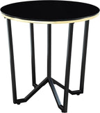 3pc Round Coffee and End Tables Set Black Tempered Glass Top Metal Frame | Includes 1 cocktail table and 2 end tables with black tempered glass tops