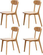 Oak Dining Chairs, Kitchen Chairs, 100% Solid Wood Modern Dinner Chair with Curved Backrest, Dining Room Chair for Kitchen, Living Room, Study (4PK, Natural)