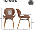Modern Dining Chair Set of 4, Dining Room Chairs with Thick Cushions | Faux Leather Upholstered Kitchen Armless Side Chairs, Wooden Leg for Home, Kitchen, Brown