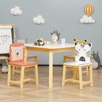 Virubi 5 PCS Wood Activity Table & Chair Set for Kids Ages 2-6 - Wooden Drawing Play Table W/ 2 Animal Chairs for Nursery, Kindergarten, Home (Colorful(5PCS))