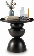 Signature Design by Ashley Kurtson Accent Table, Round Metal End Table with Contemporary Pedestal Base, Sculptural Geometric Decor for Living Room, Dark Bronze Finish, 23 Inch