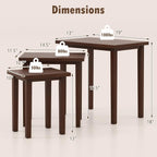 Giantex Nesting Tables Set of 3, Farmhouse Stacking Side Table with Rubber Legs, Wooden Rectangle Accent End Table, Nesting Coffee Tables for Living Room Bedroom (Walnut)