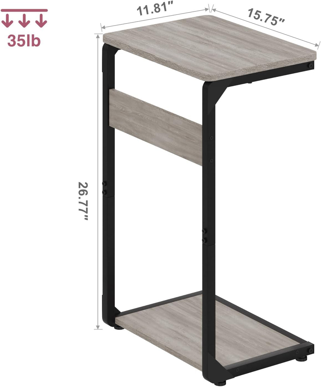 Wood Pedestal Dinner TV Trays Table for Eating on Couch Tables Slide Under, Small Laptop Stands Sofa Side Table Night Stand C Shaped End TV Tray for Bed Nightstand Arm Chair Bedroom Bedside ET-YB-GYW1