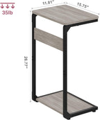 Wood Pedestal Dinner TV Trays Table for Eating on Couch Tables Slide Under, Small Laptop Stands Sofa Side Table Night Stand C Shaped End TV Tray for Bed Nightstand Arm Chair Bedroom Bedside ET-YB-GYW1